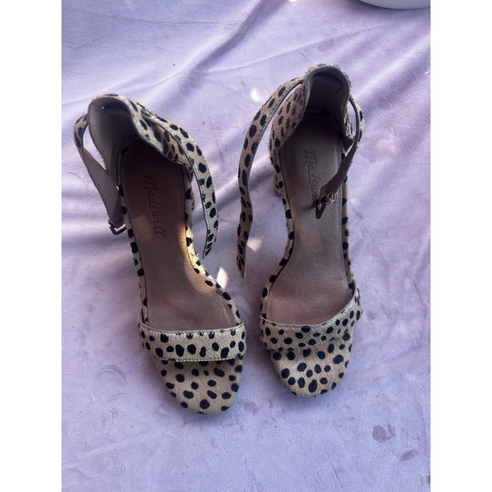 Madewell Leopard Print Calf Hair Block Heel Sandals Tan‎ Black Size 7 - Picture 4 of 9